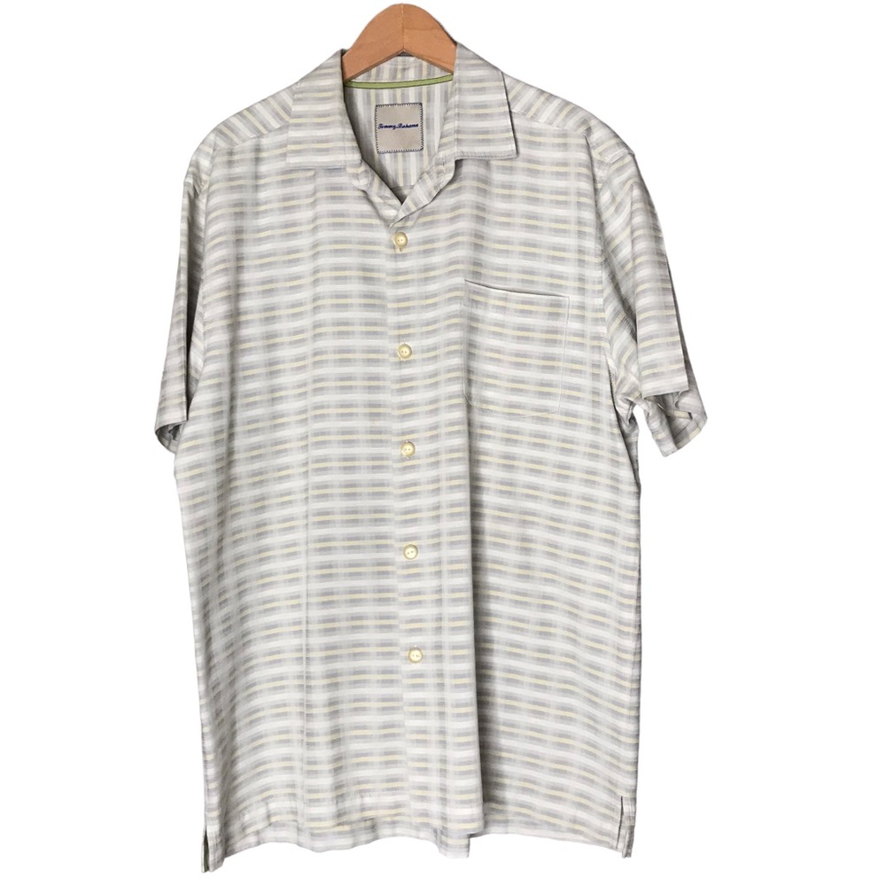 Tommy Bahama Silk Cotton Blend Camp Shirt Patterned Short Sleeve Button Up Men’s